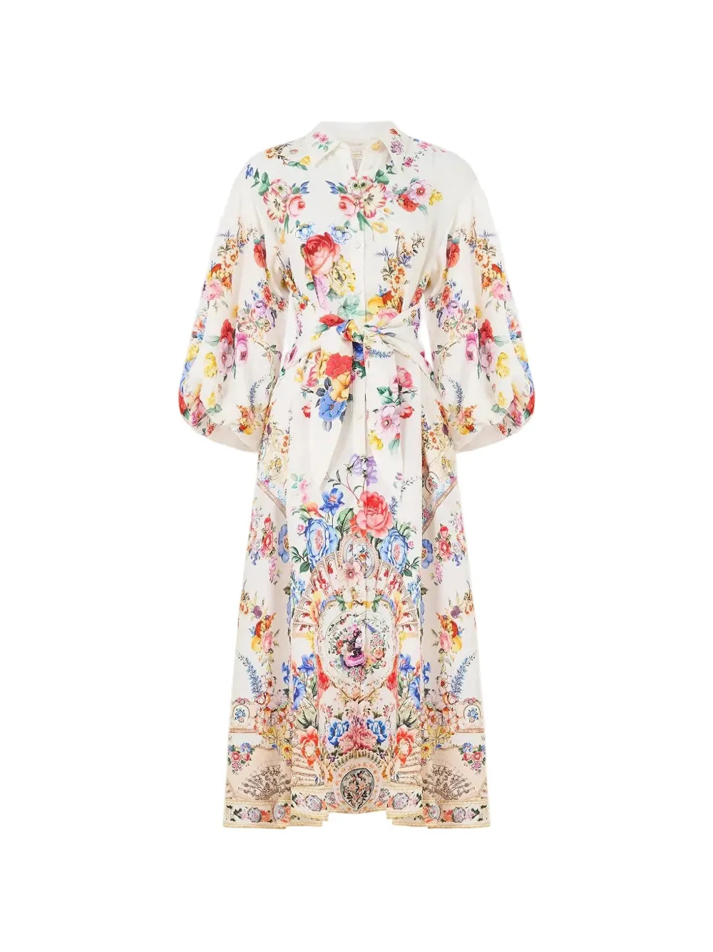 Camilla bubble sleeve floral dress - Bianco