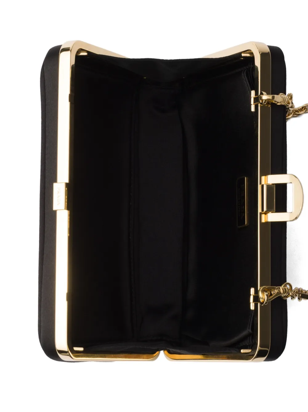 Prada Satijnen mini-clutch met schouderband Zwart