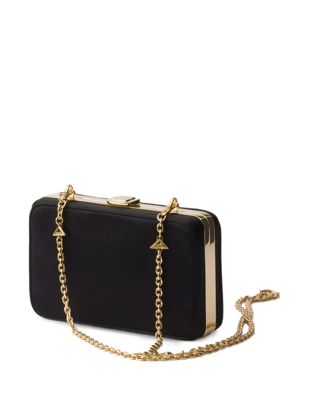 Prada Satijnen mini-clutch met schouderband Zwart