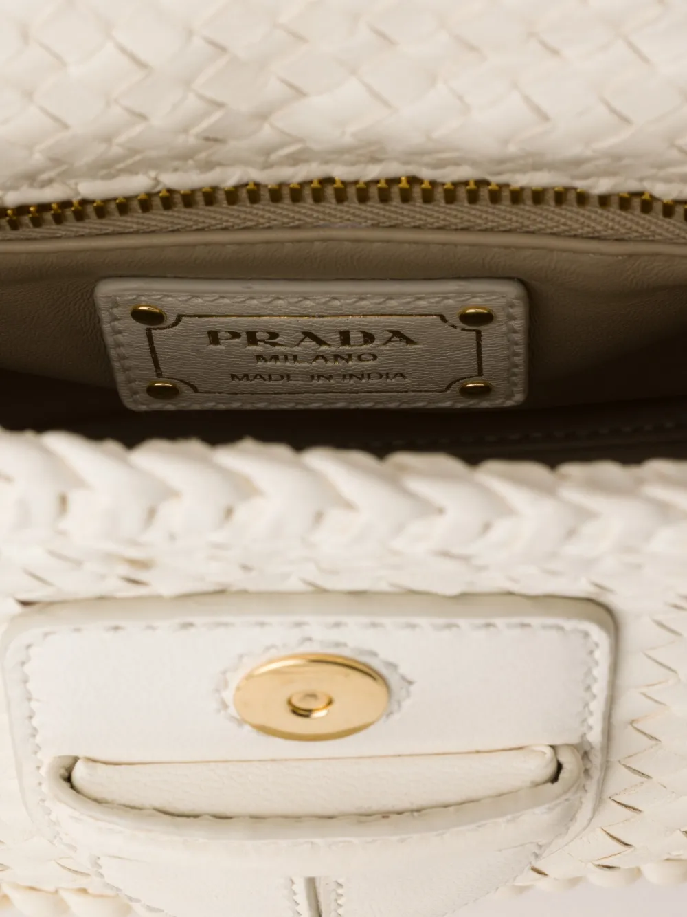 Prada Leren schoudertas Beige