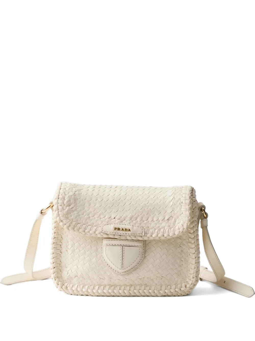 Prada Borsa mini in pelle intrecciata - Toni neutri