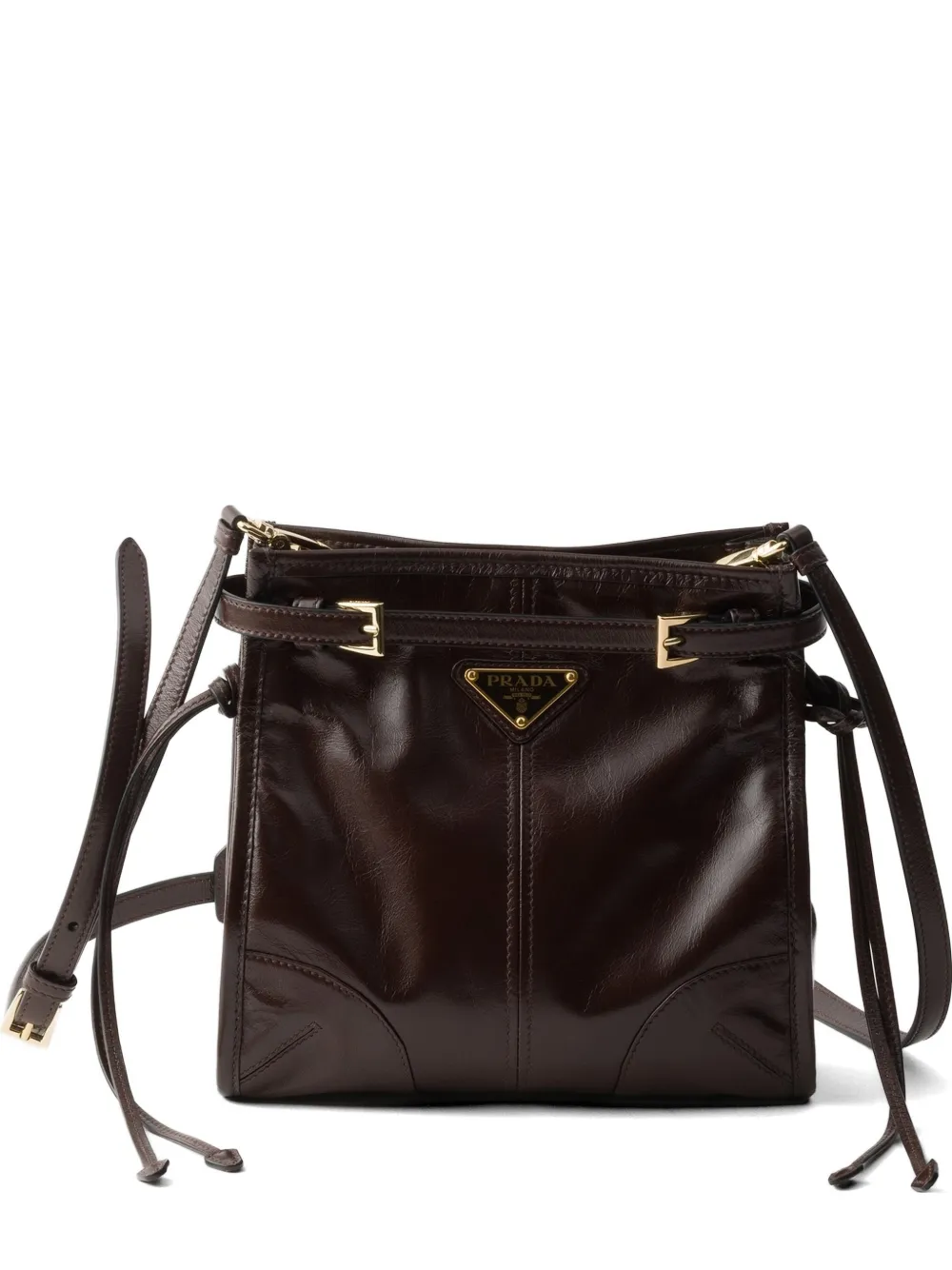 Prada Bonnie leather mini shoulder bag - Marrone