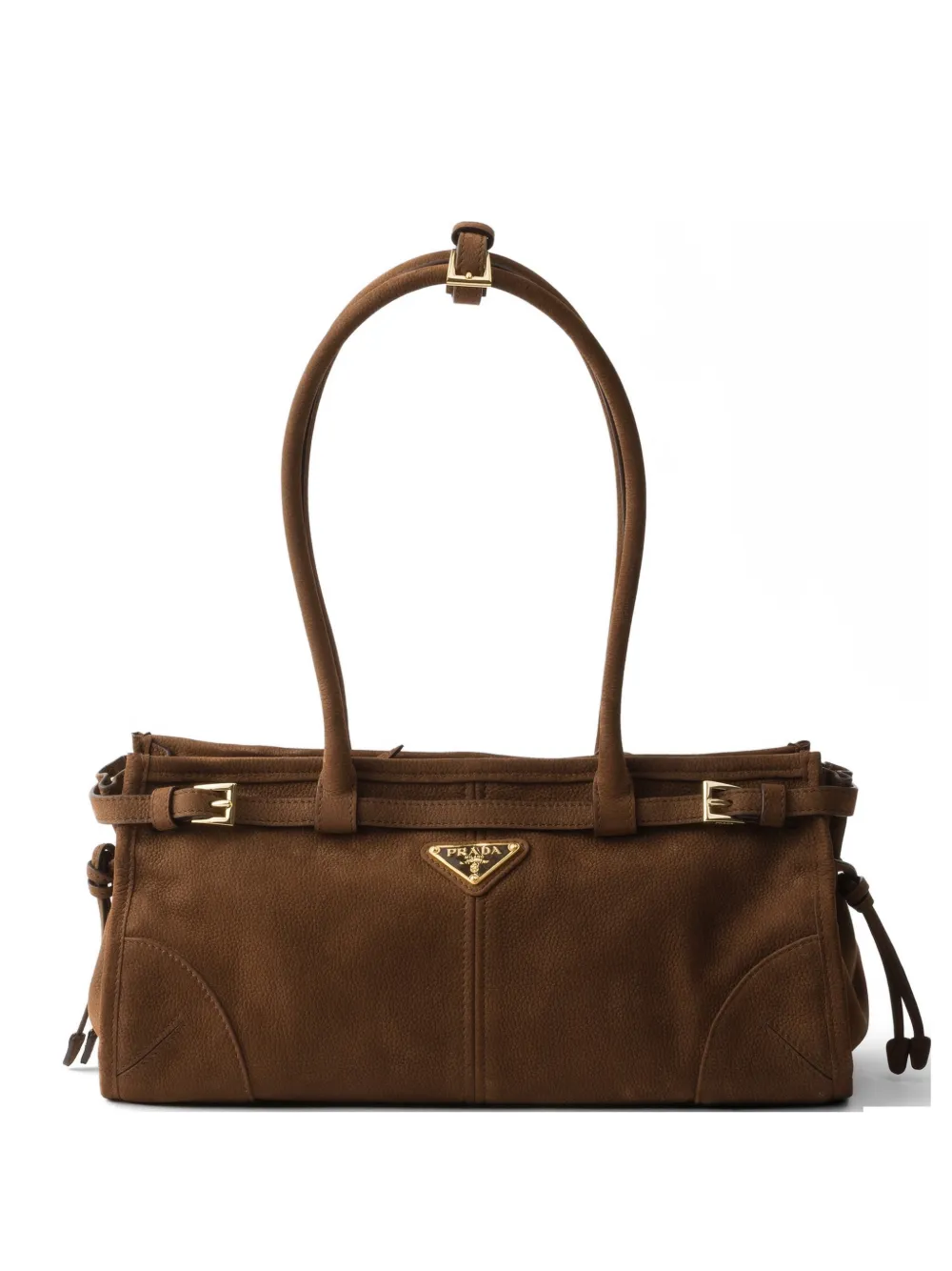 Prada Bonnie medium nubuck leather handbag - Marrone