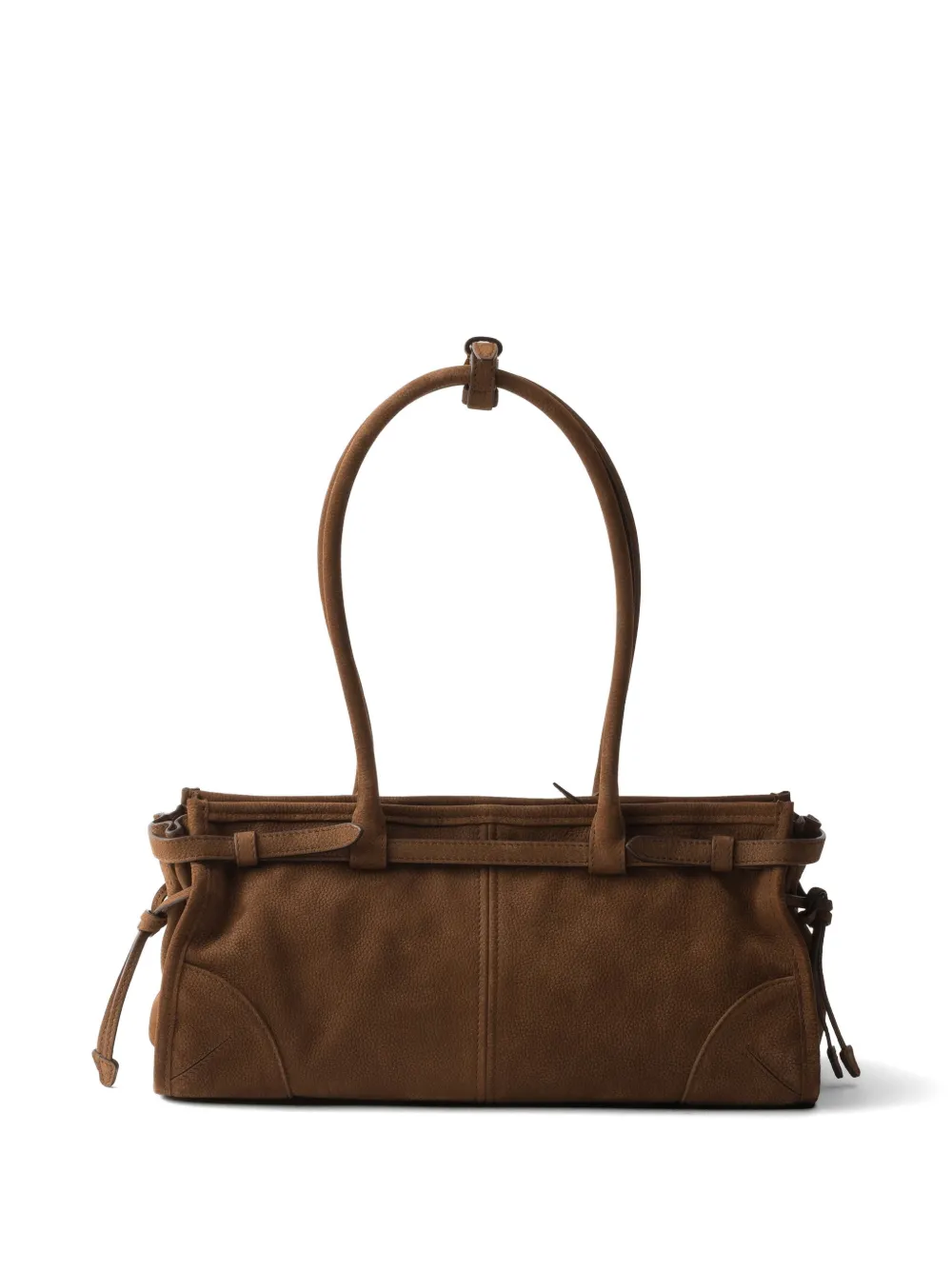 Prada Bonnie medium nubuck leren handtas Bruin