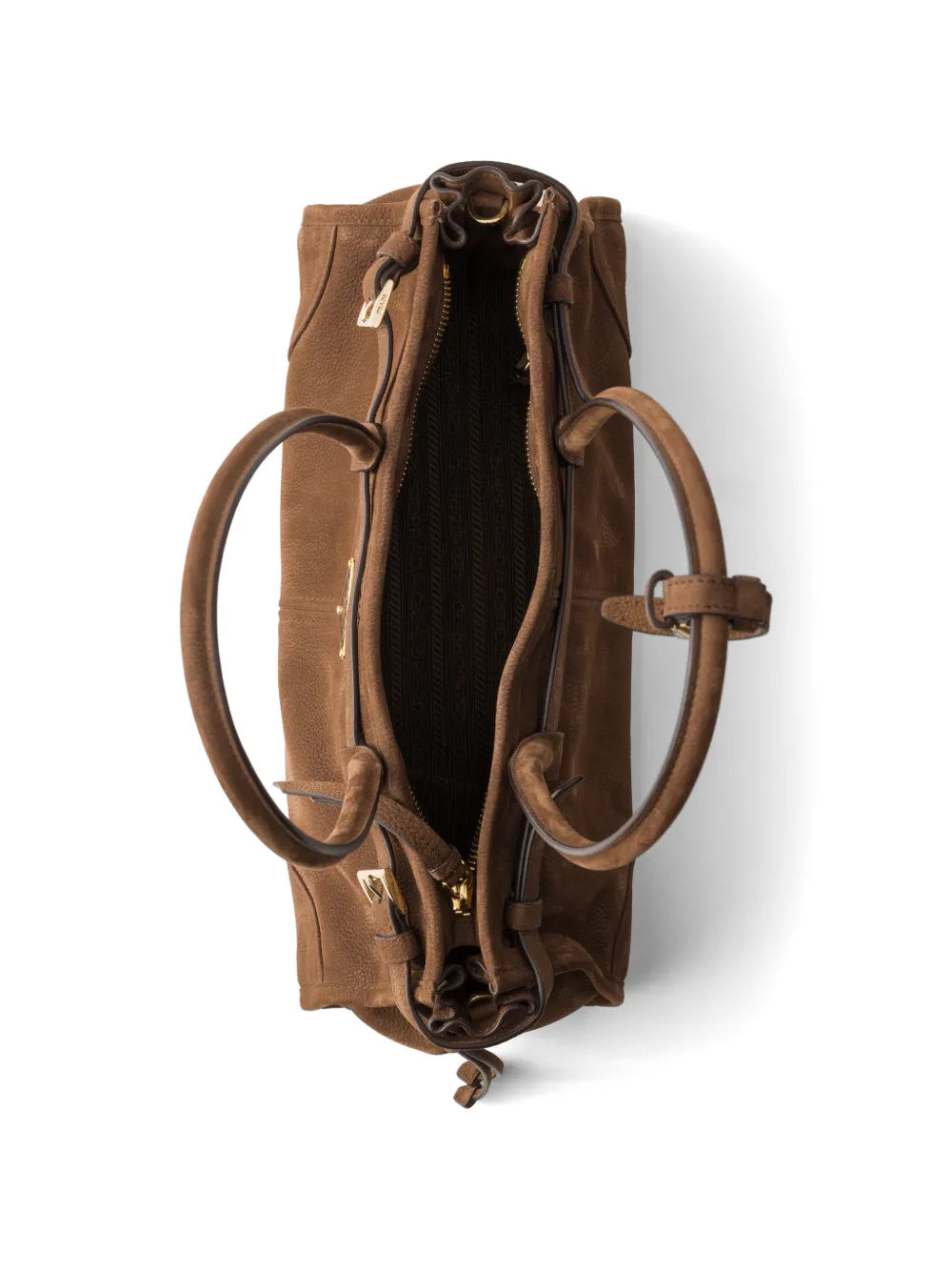 Prada Bonnie medium nubuck leren handtas Bruin
