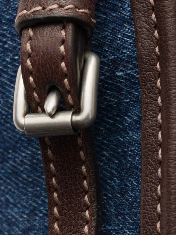 Prada ボニー デニム＆レザーハンドバッグ M | ブルー | FARFETCH JP