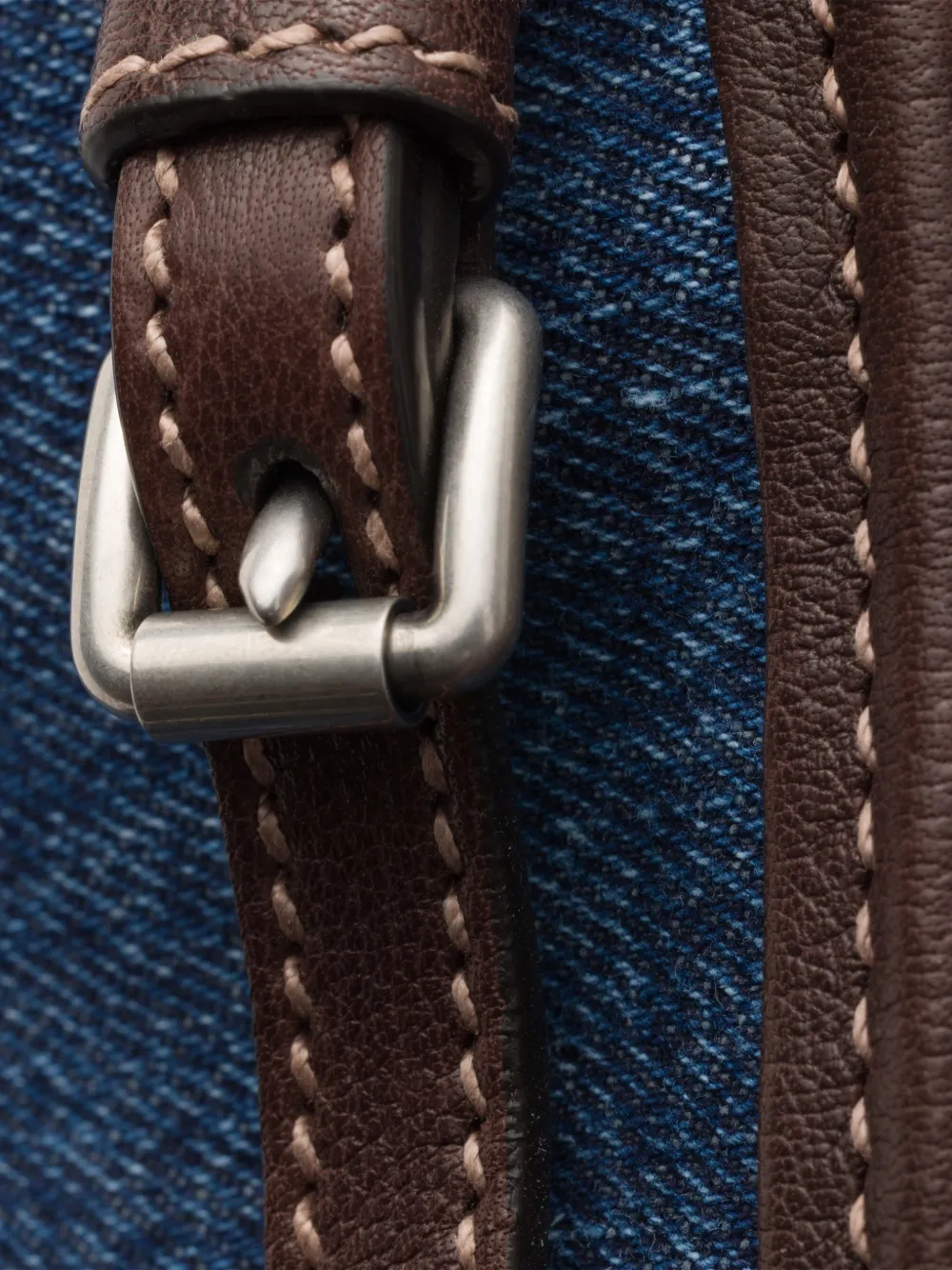 Prada Bonnie medium denim en leren handtas Blauw