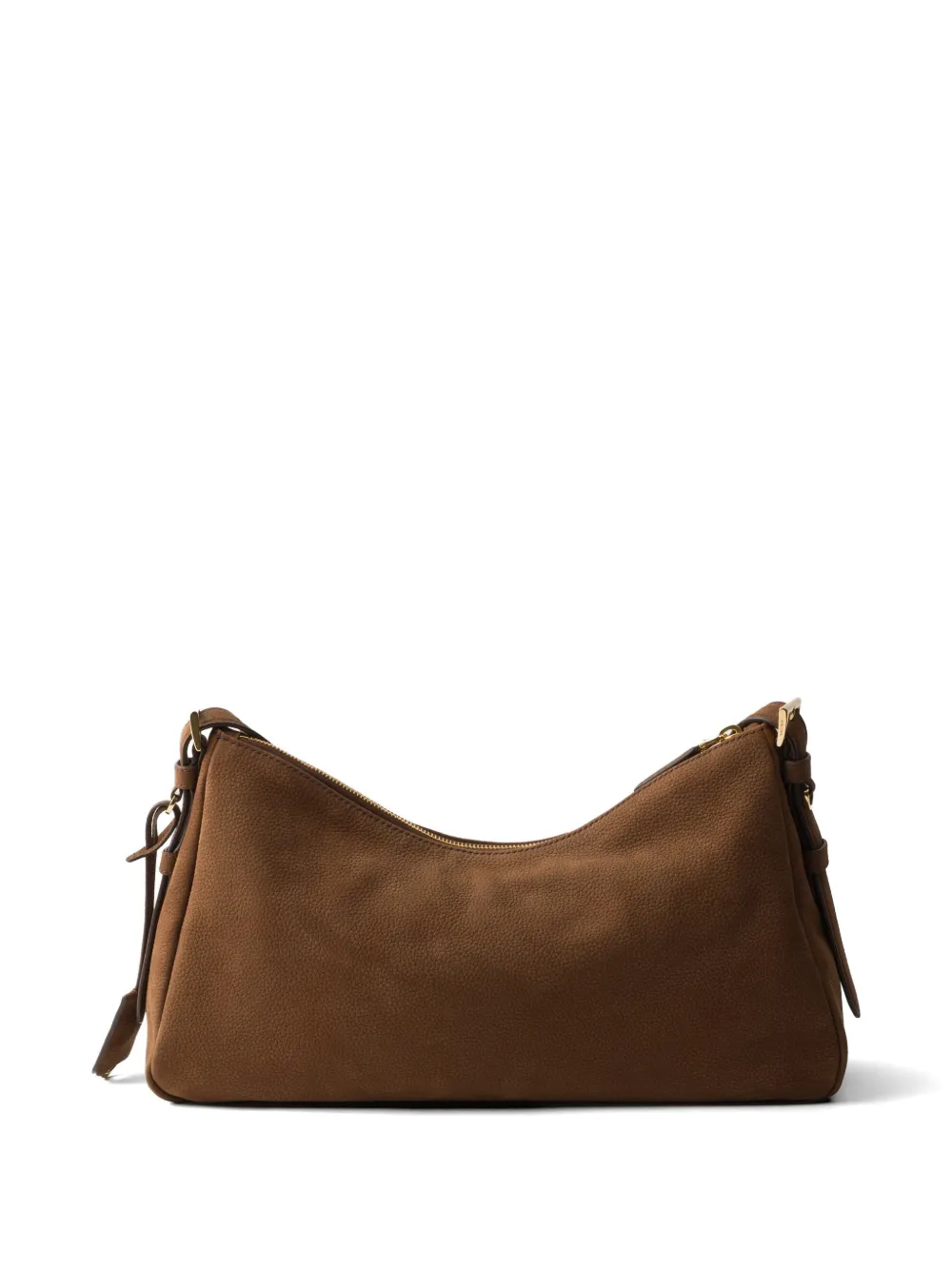 Prada Aimée grote nubuck leren schoudertas Bruin