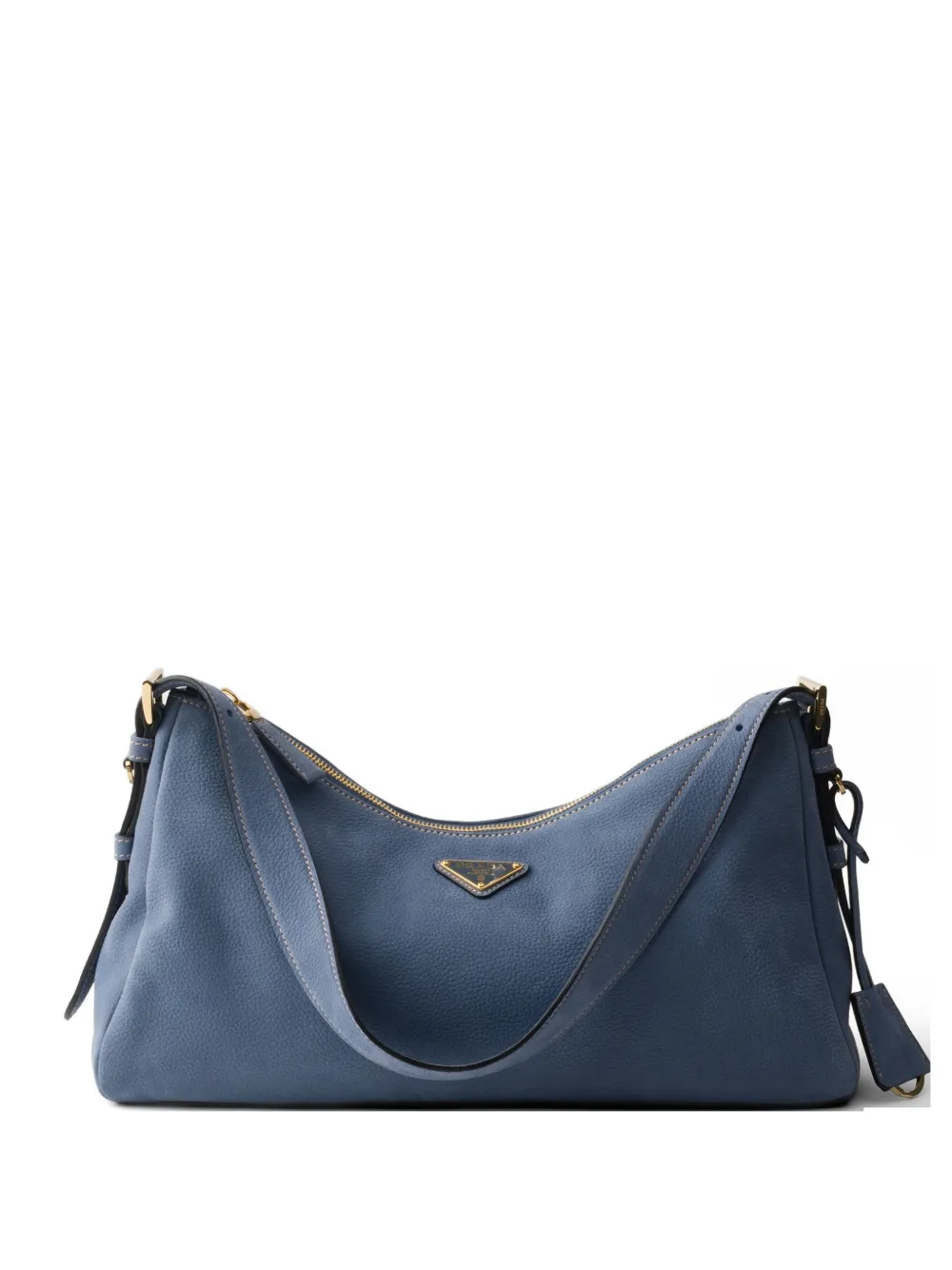 Prada Aimée large nubuck leather shoulder bag - Blu