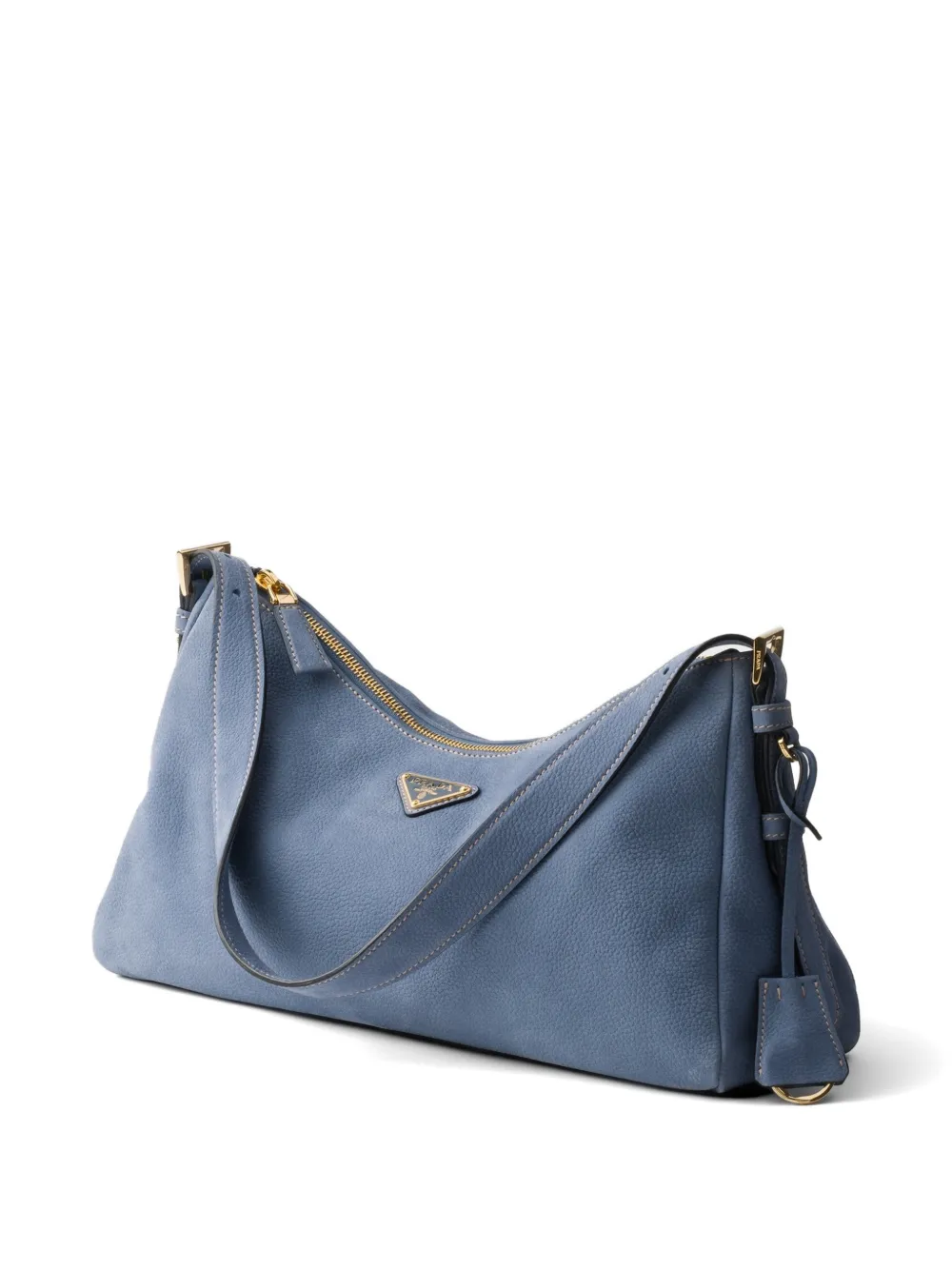 Prada Aimée grote nubuck leren schoudertas Blauw