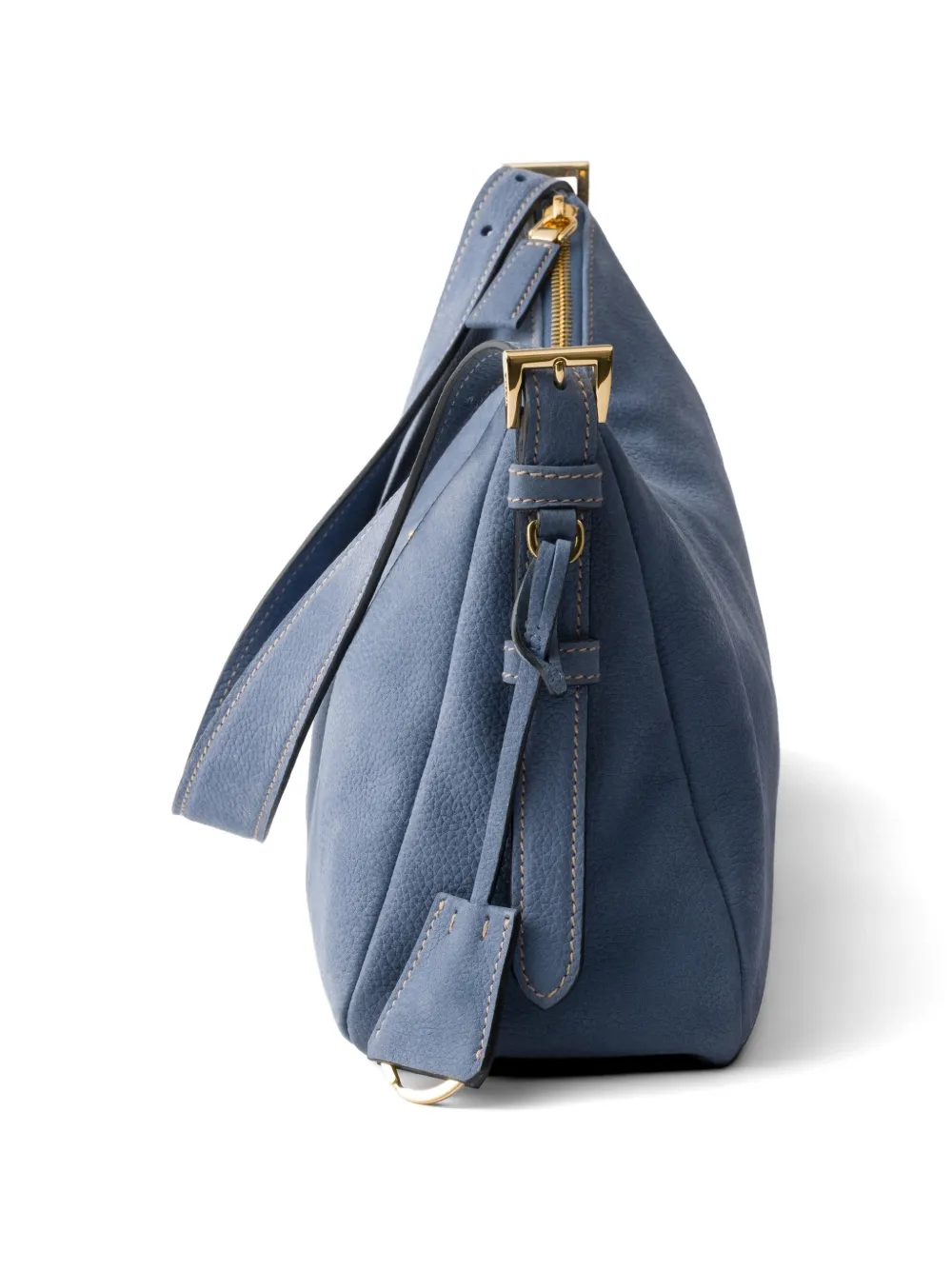 Prada Aimée grote nubuck leren schoudertas Blauw