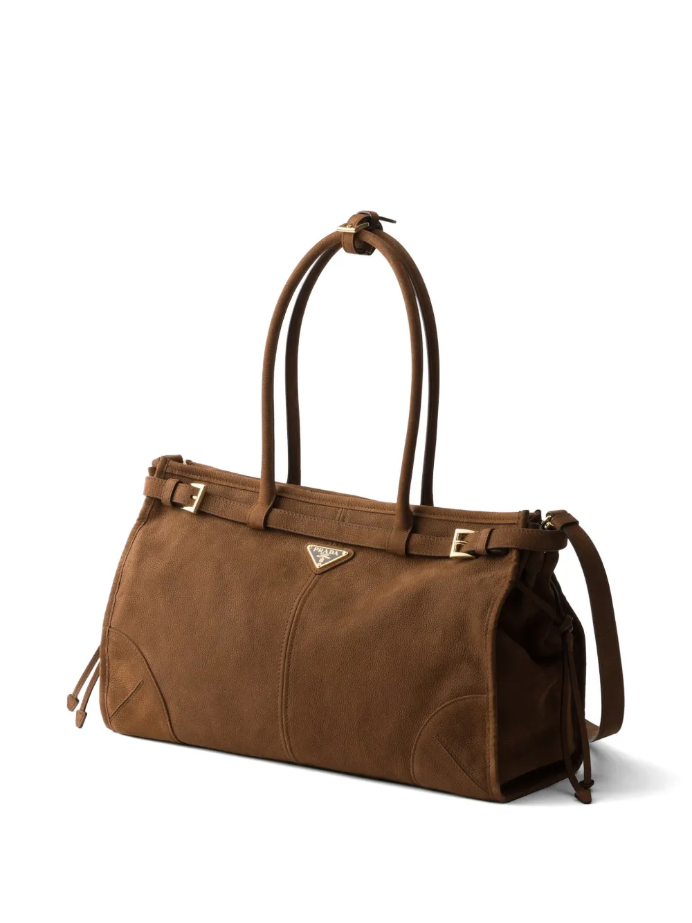 Prada Bonnie grote nubuck leren handtas Bruin