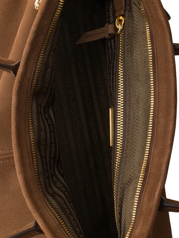 Prada Bonnie Large Nubuck Leather Handbag | Brown | FARFETCH IN