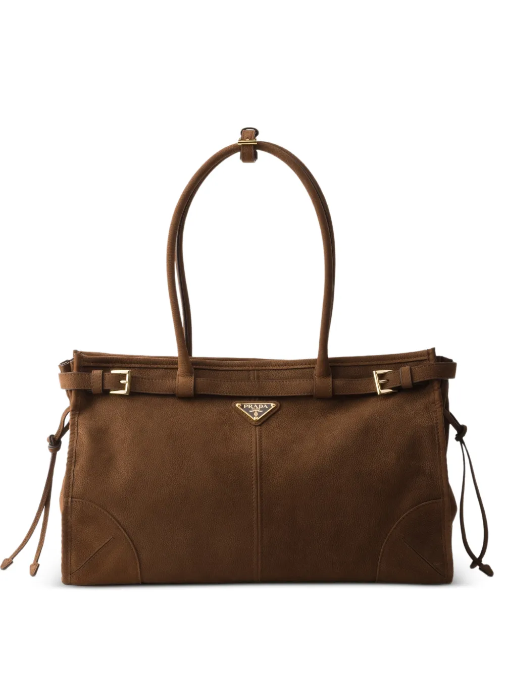 Prada Borsa a mano Bonnie grande in nubuck - Marrone