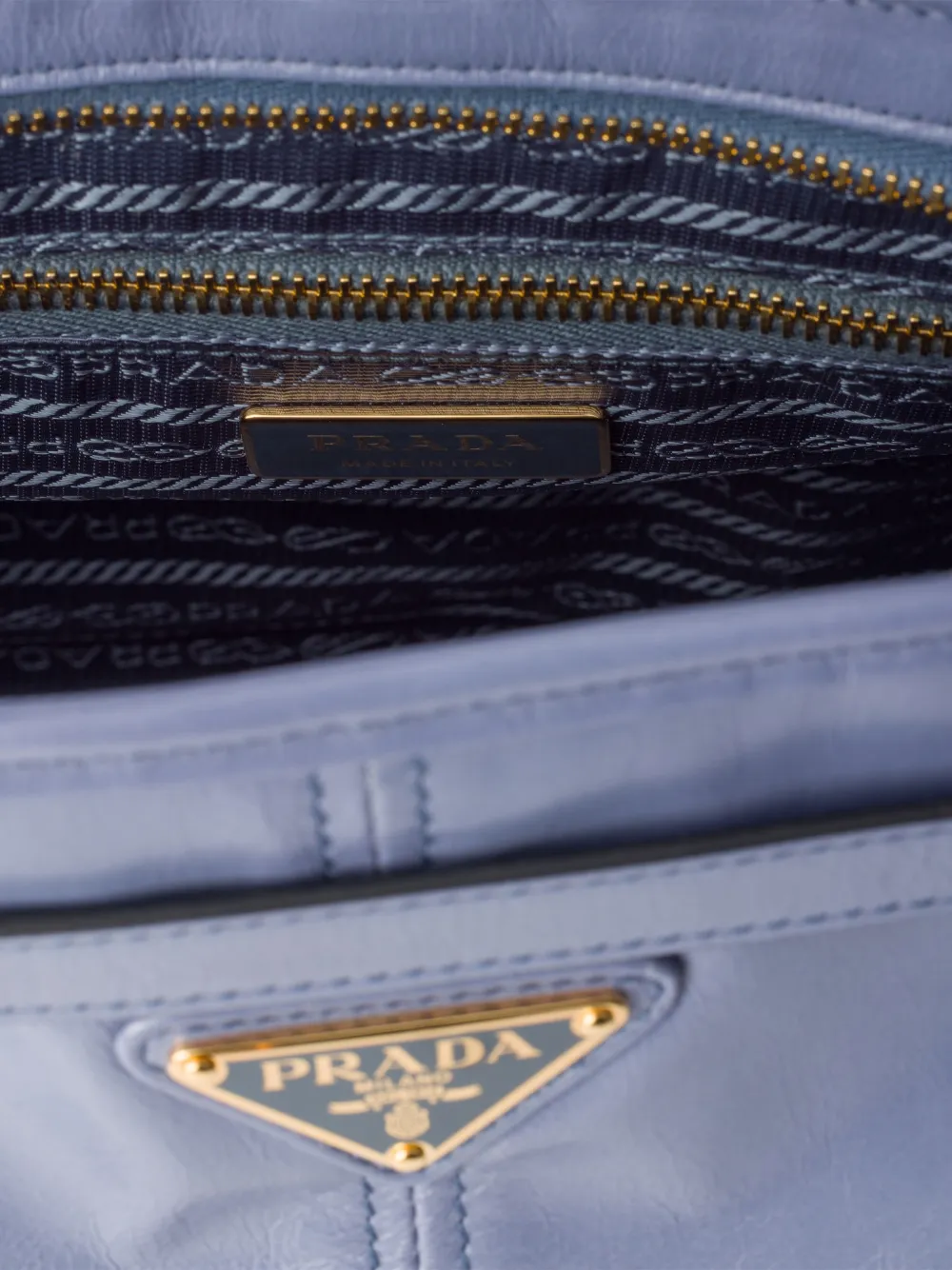 Prada Bonnie grote leren handtas Blauw