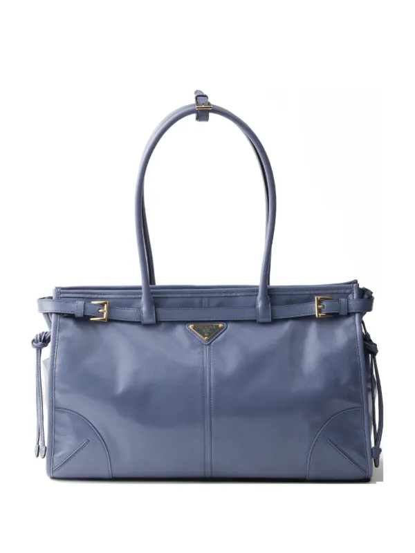 Prada ボニー レザーハンドバッグ L | ブルー | FARFETCH JP
