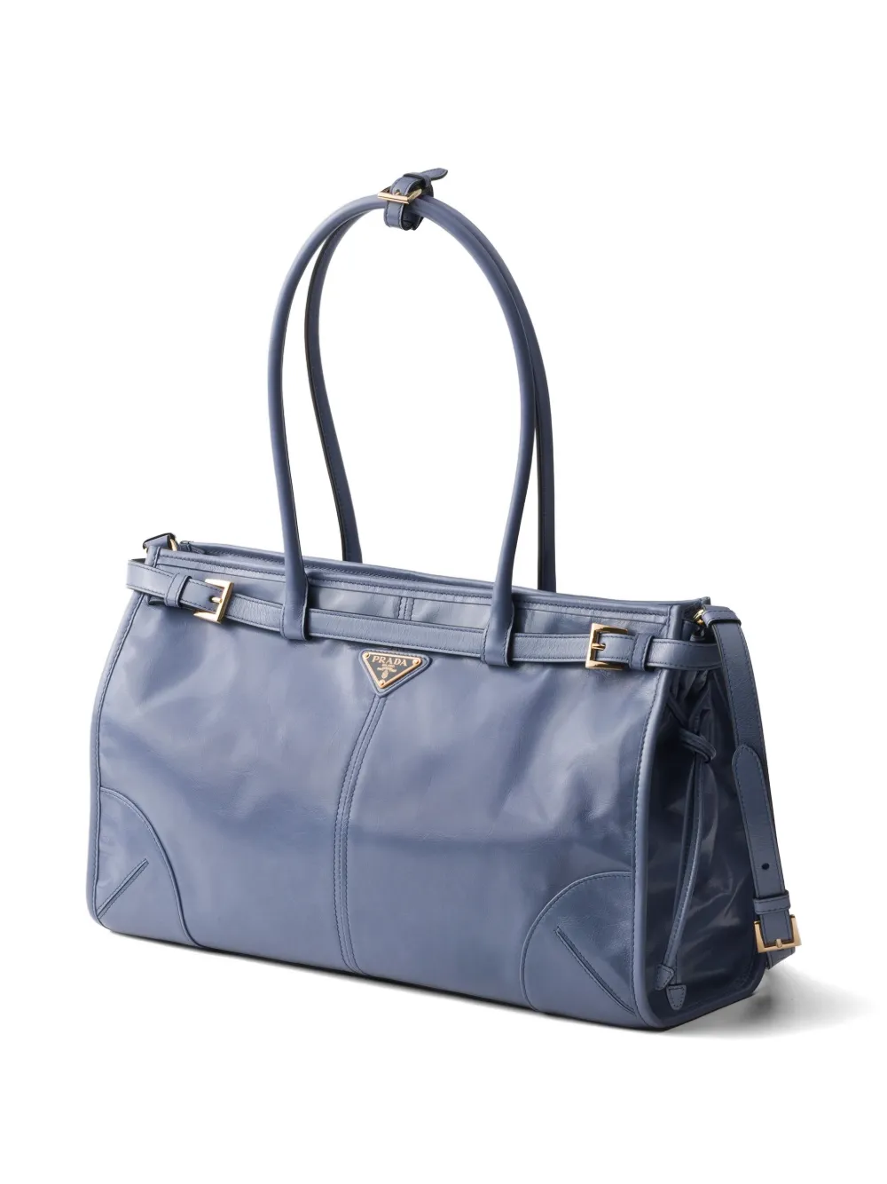 Prada Bonnie grote leren handtas Blauw