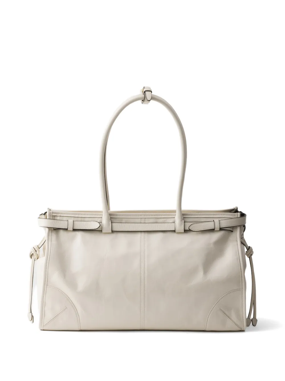 Prada Bonnie grote leren handtas Beige