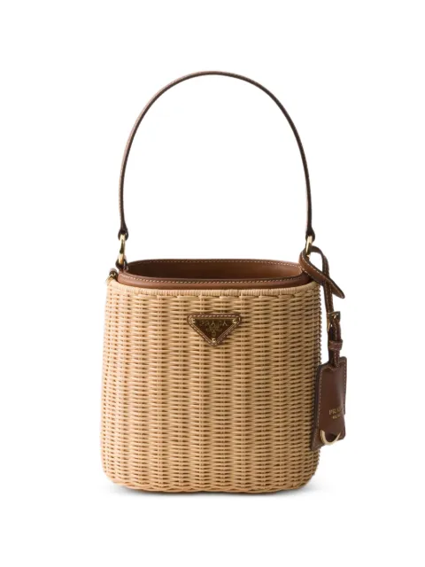 Prada wicker and leather bucket bag