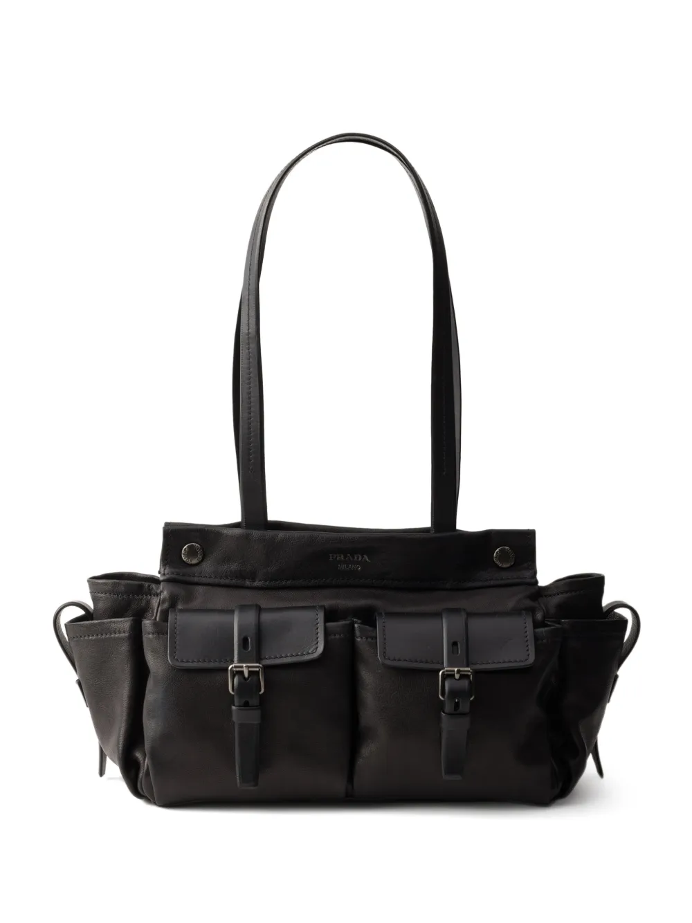 Prada Route medium leather tote bag - Nero
