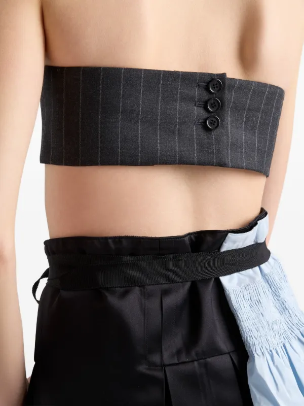 Prada Pinstripe Wool Bandeau Top | Grey | FARFETCH