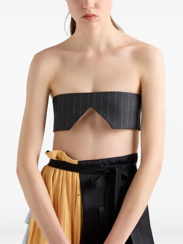 Prada Pinstripe Wool Bandeau Top | Grey | FARFETCH