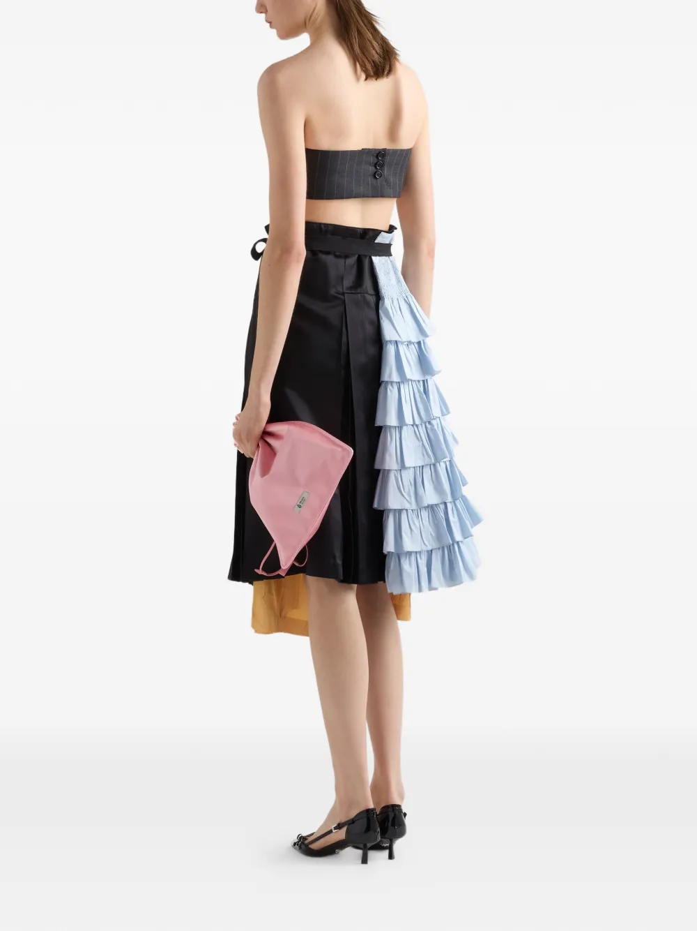  Prada Pinstripe Wool Bandeau Top - Grey 