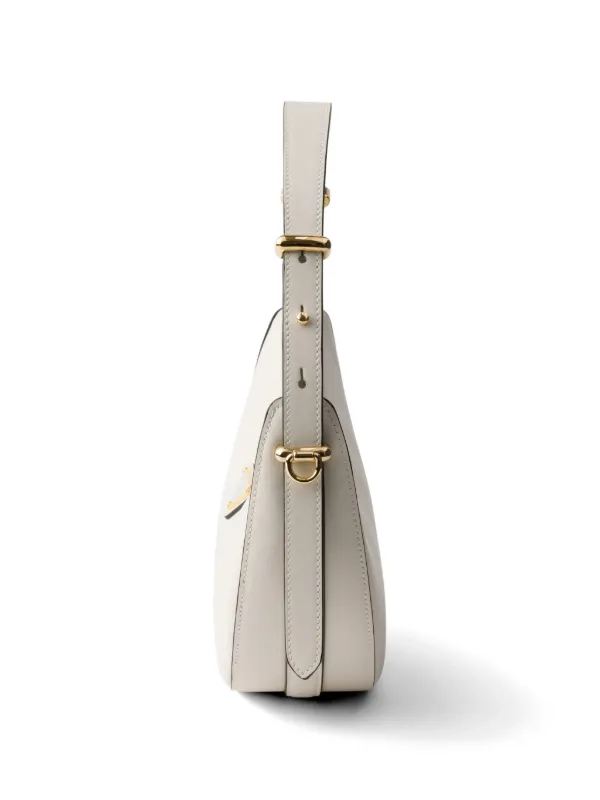 Prada Arqué Mini Leather Shoulder Bag | White | FARFETCH
