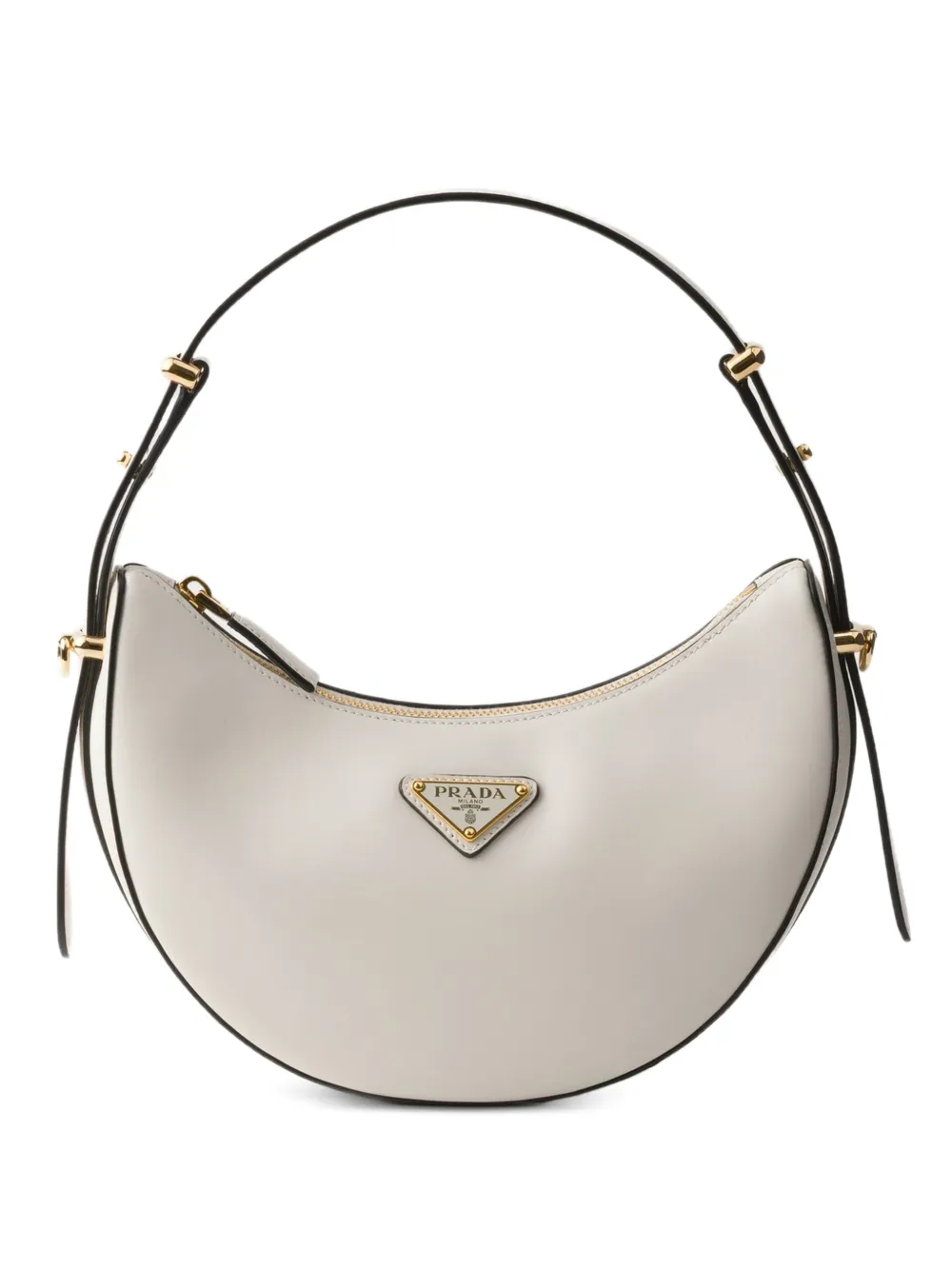 Prada Borsa a spalla Arqué mini in pelle - Bianco