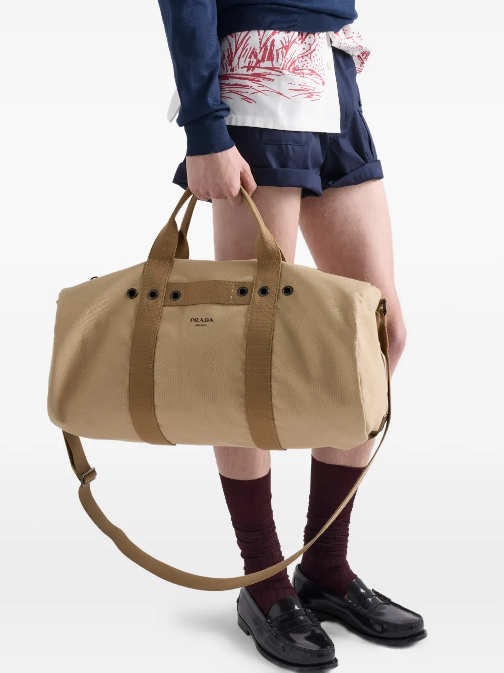  Prada Canvas Duffel Bag - Neutrals 