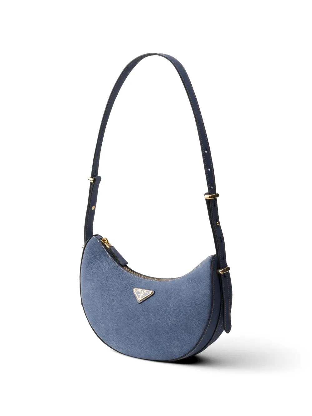 Prada Arqué kleine nubuck leren tas Blauw