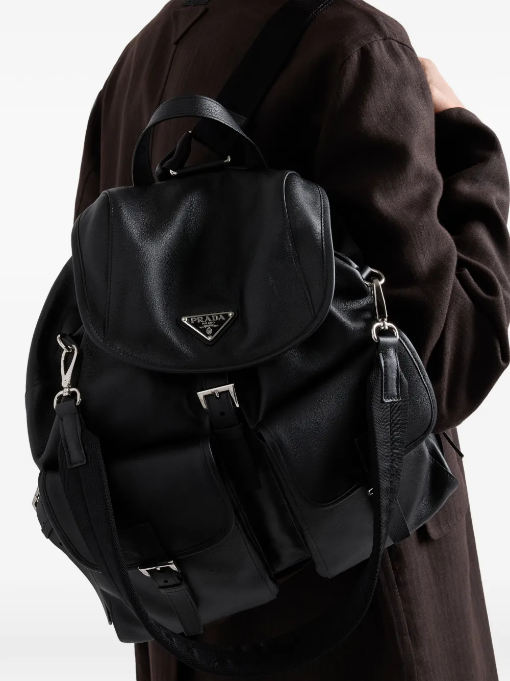 Prada Leren rugzak Zwart