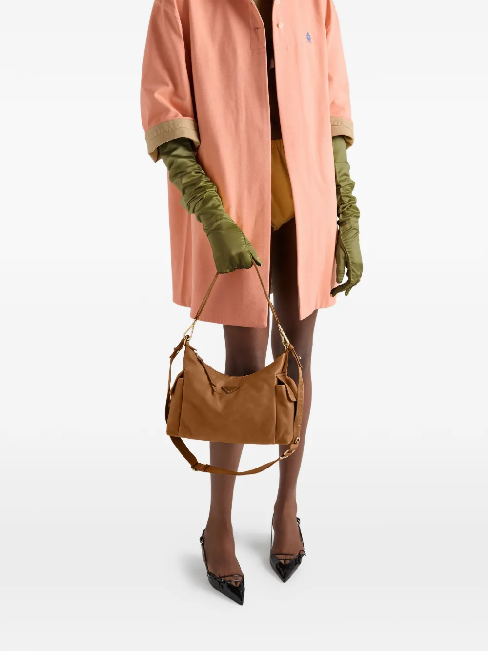 Prada Explore grote tas van nappa leer Bruin