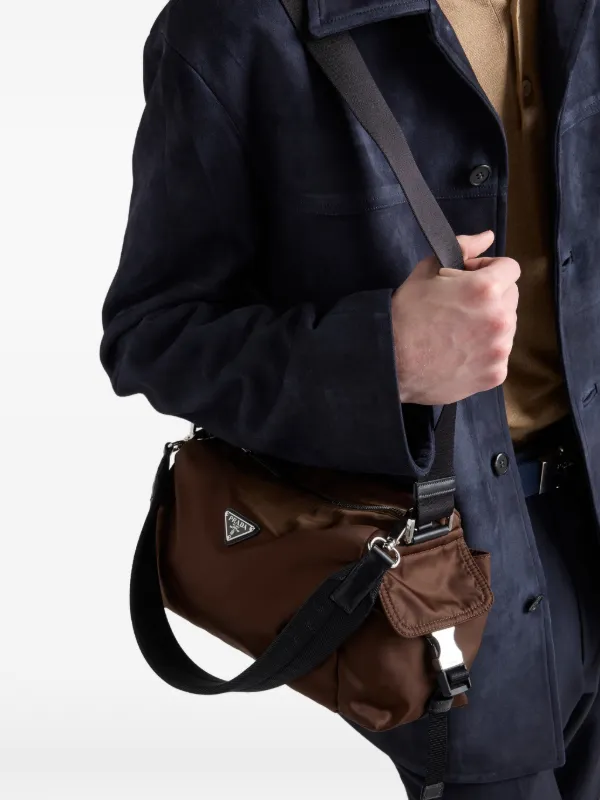 Prada Explore Re-Nylon And Leather Bag | Brown | FARFETCH