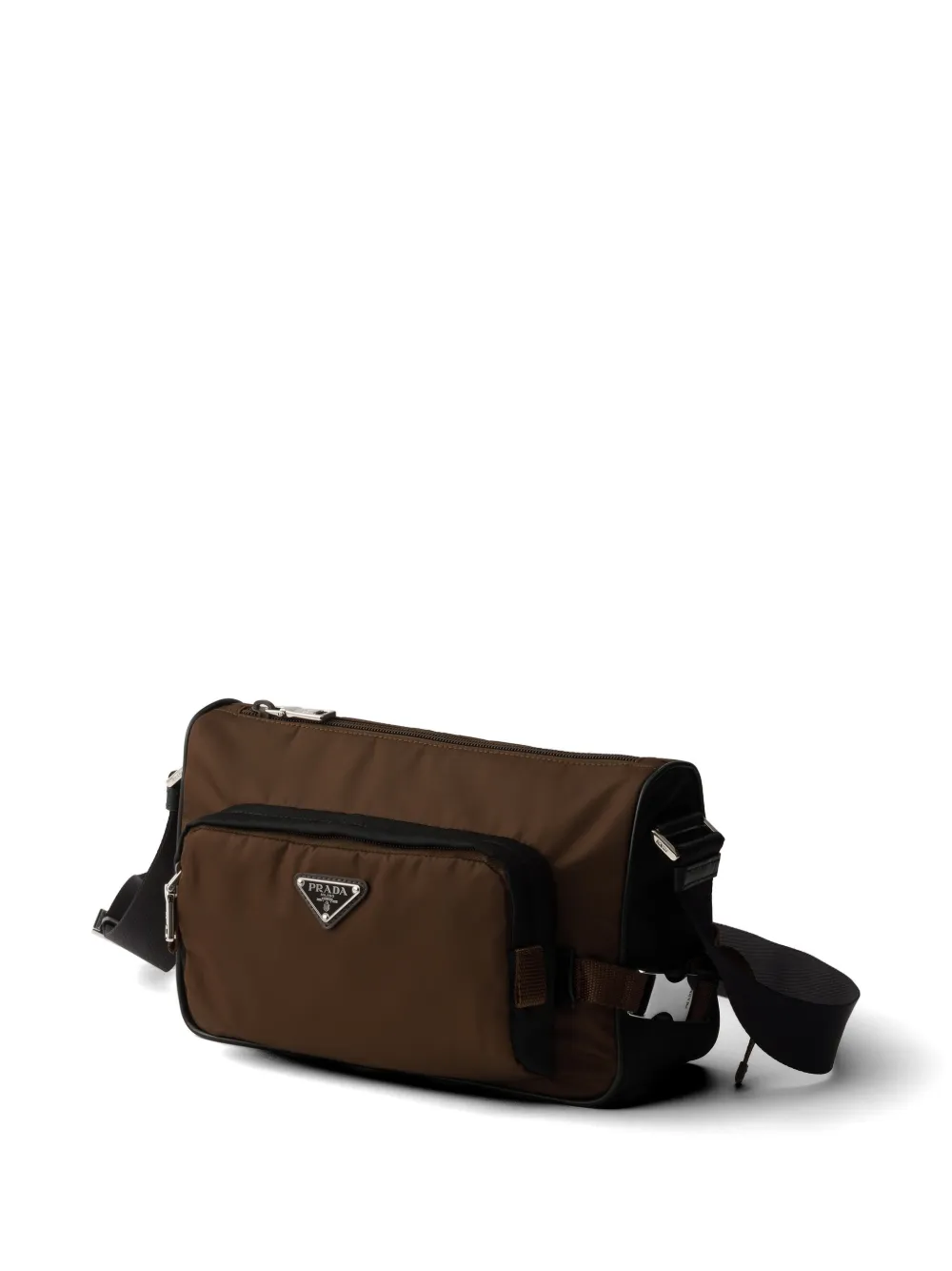  Prada Re-nylon And Leather Shoulder Bag - Brown 
