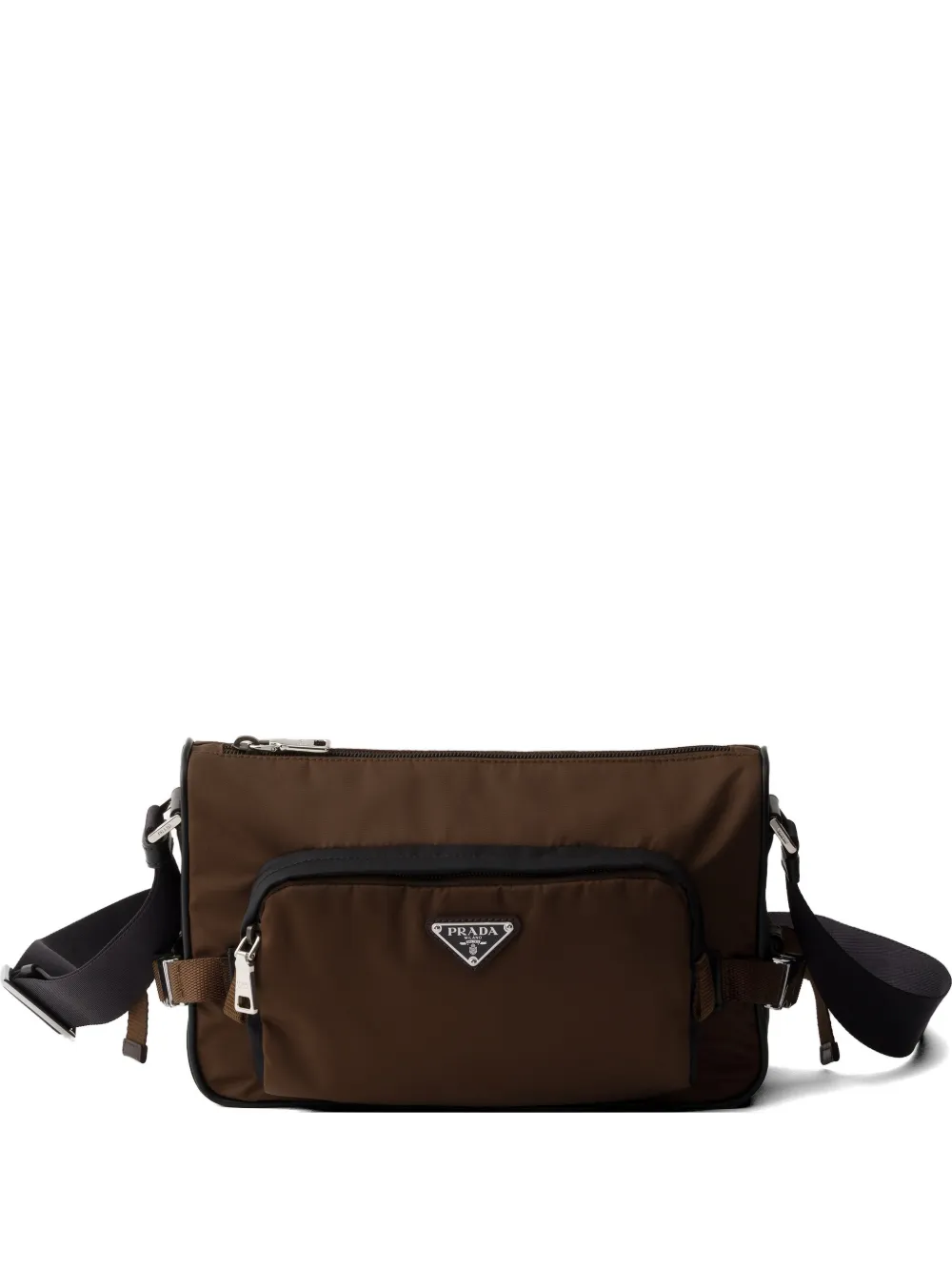 Prada Re-Nylon and leather shoulder bag - Marrone