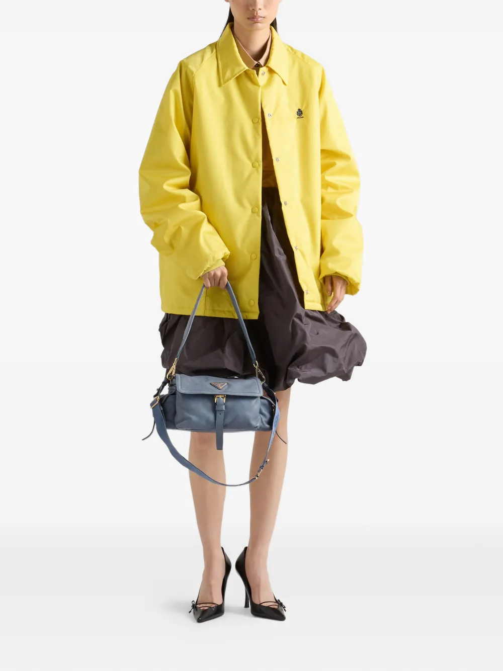 Prada Explore Medium Nappa Leather Shoulder Bag With Flap In Blue