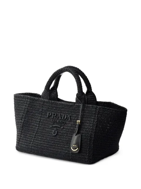 Prada large crochet tote bag with leather details