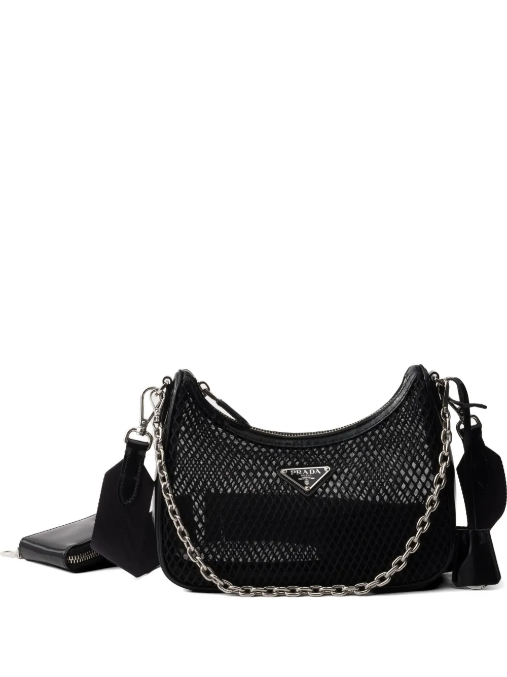 Prada Re-Edition 2005 mesh and brushed leather bag - Nero