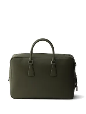 PRADA ブラウン レザー ビジネスバッグ A4 ノートパソコン ブリーフケース 本革 メンズ ビジネスバッグ ダークブラウン 厚手