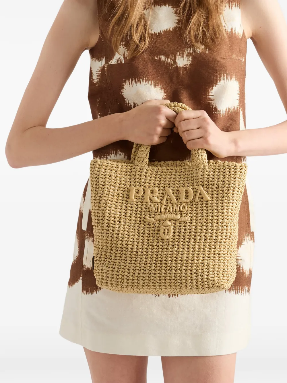 Prada Sicily gehaakte shopper Beige