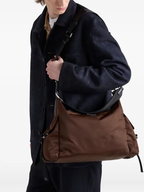 Prada Explore Re-Nylon And Leather Bag | Brown | FARFETCH