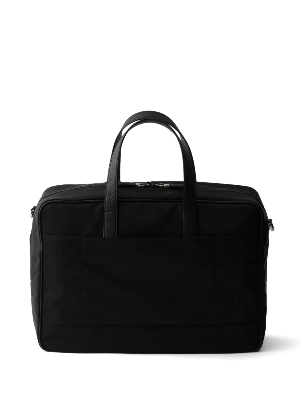 Prada Re-Nylon en Saffiano leren aktetas Zwart
