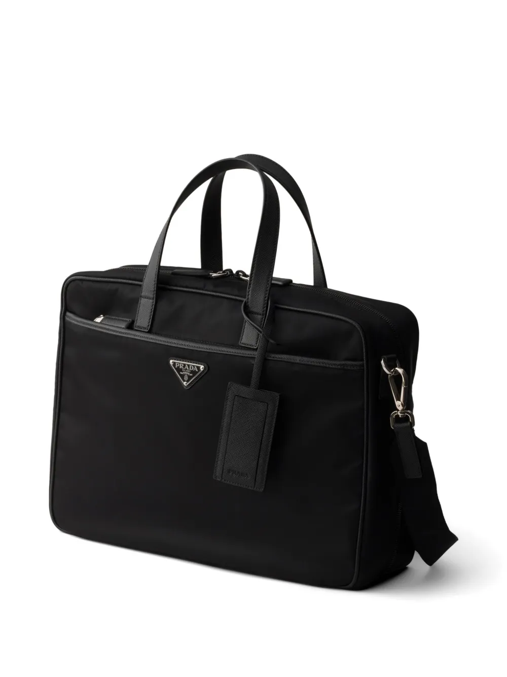 Prada Re-Nylon And Saffiano Leather Work Bag | Black | FARFETCH SG