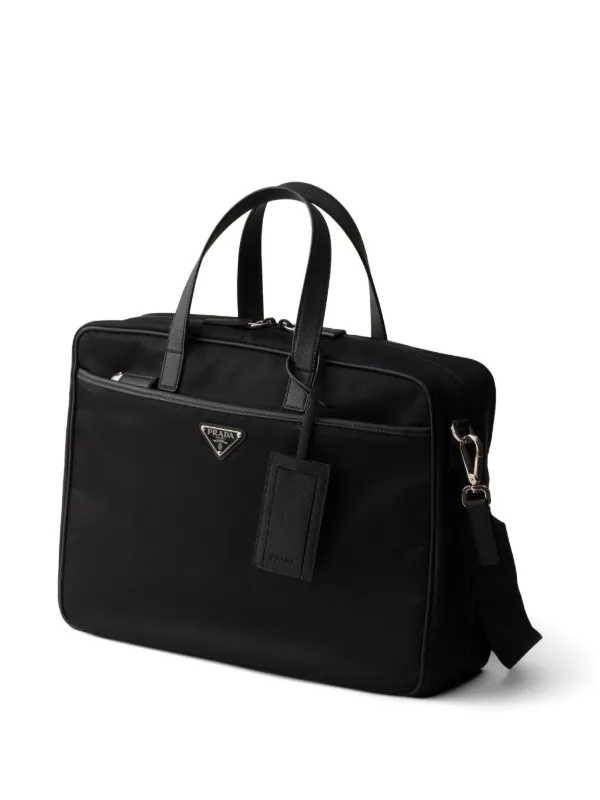 Prada リナイロン＆サフィアーノレザー ビジネスバッグ | ブラック