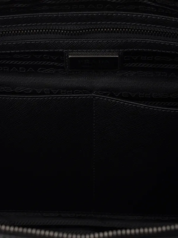 Prada Re-Nylon And Saffiano Leather Work Bag | Black | FARFETCH