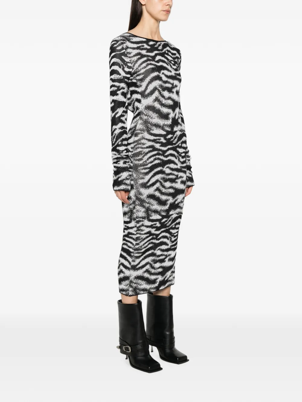 The Attico Witte en zwarte midi-jurk