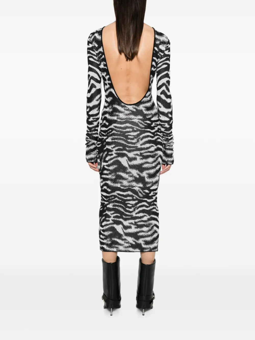 The Attico Witte en zwarte midi-jurk