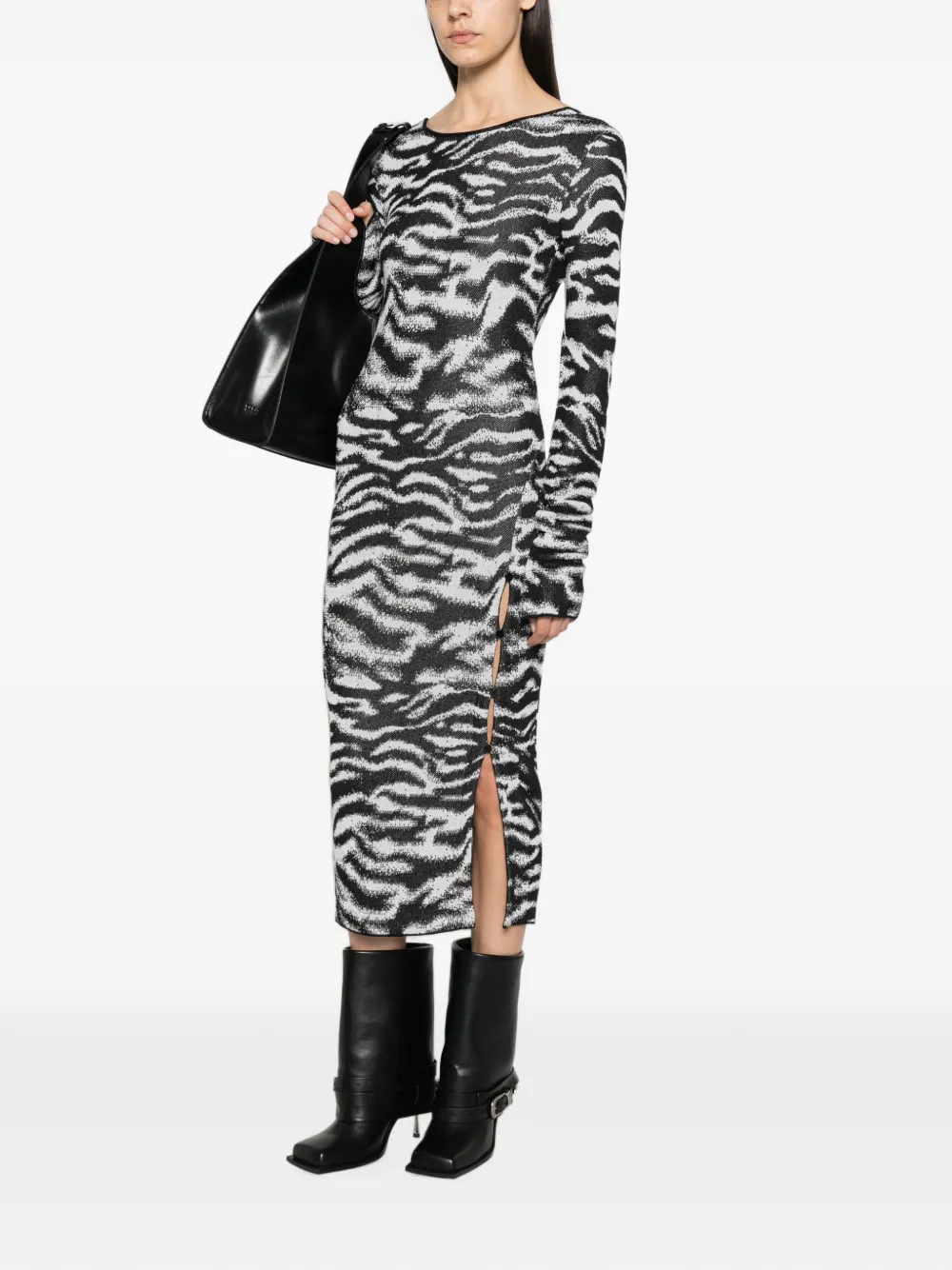 The Attico Witte en zwarte midi-jurk