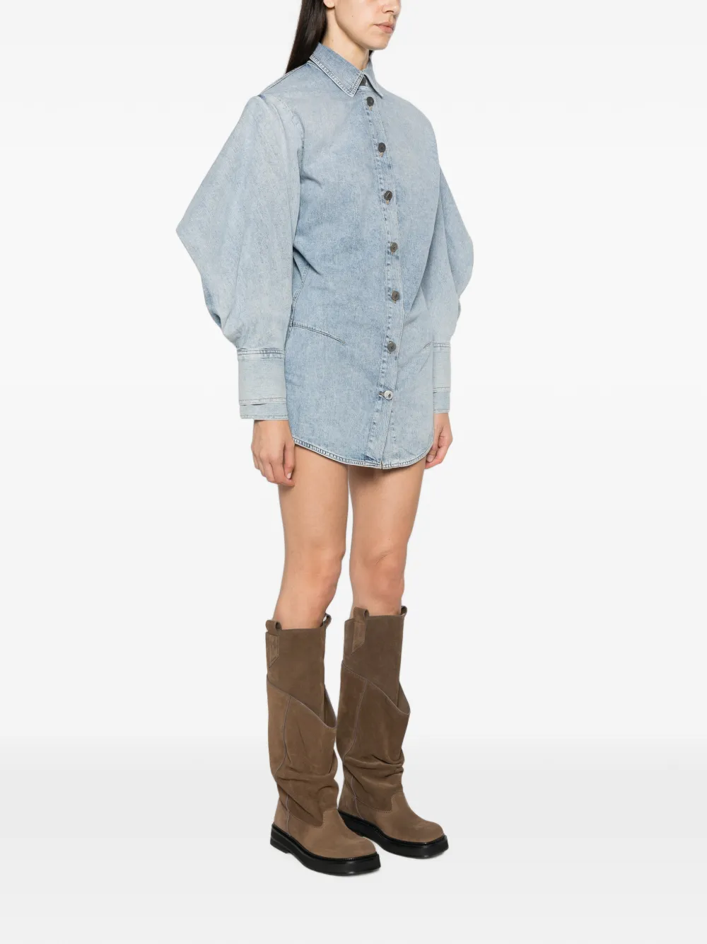 The Attico Mini-jurk met ruches Bruin